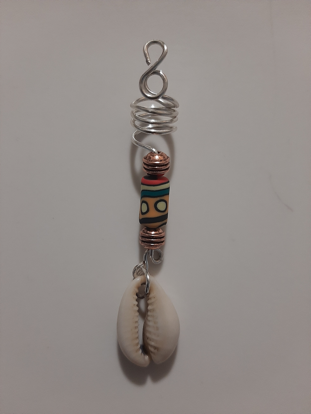 Loc Jewelry with African Inspired Accent Piece + Cowrie Shell Charm