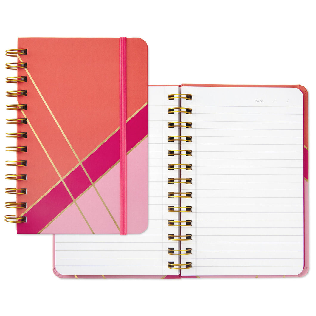 Coral and Pink Color Block Spiral Notebook