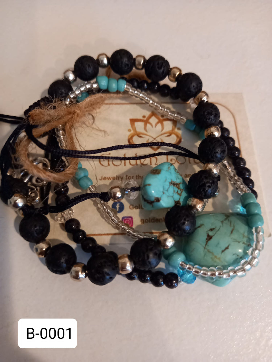 Lava Stone & Turquoise Bracelet Stack