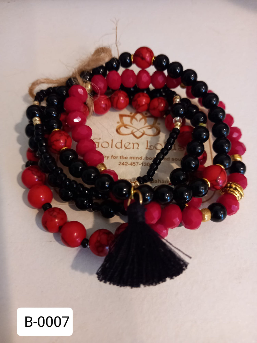 Red Turquoise & Onyx Bracelet Stack