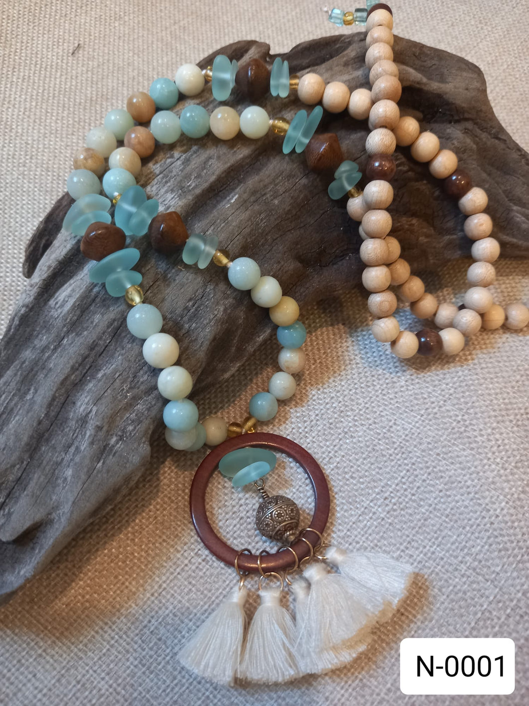 Amazonite, Robles Wood, Rosewood Necklace
